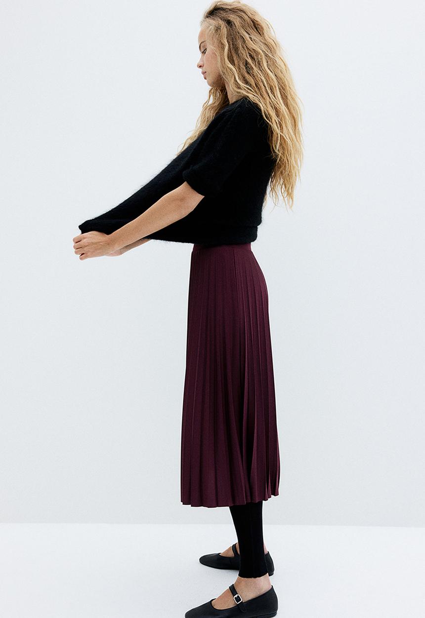 H&M - Pleated skirt - burgundy