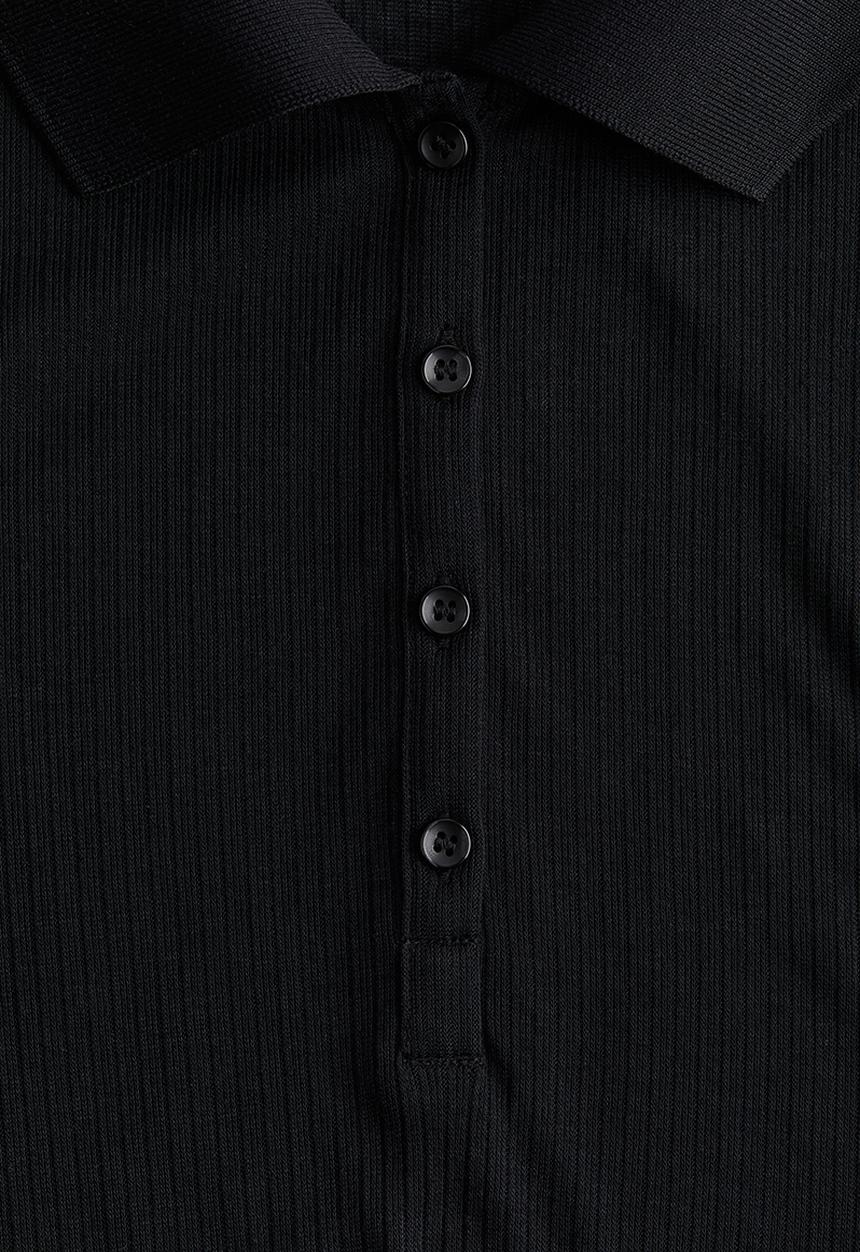 H&M - Ribbed polo shirt - black