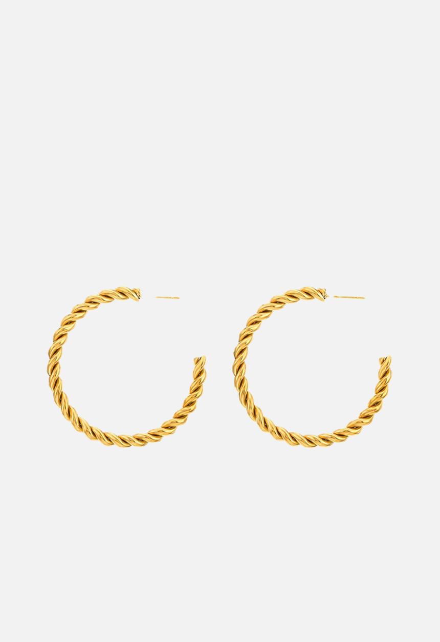 Zoe on Trend - Large twisted hoop earring - gold