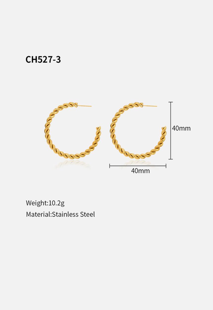 Zoe on Trend - Large twisted hoop earring - gold