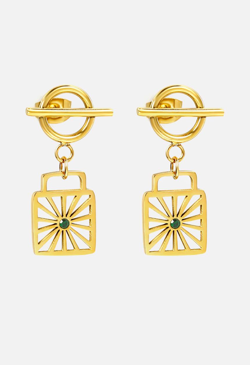Zoe on Trend - Starburst stud and drop design earring - gold