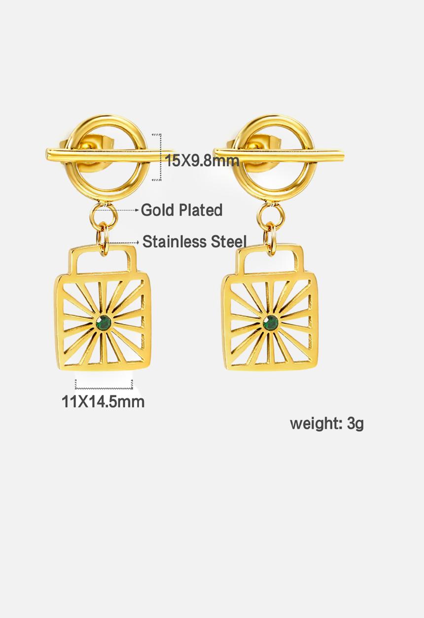 Zoe on Trend - Starburst stud and drop design earring - gold