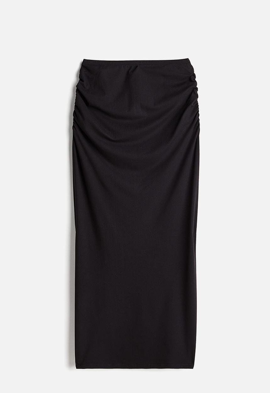 H&M - Gathered maxi skirt - black
