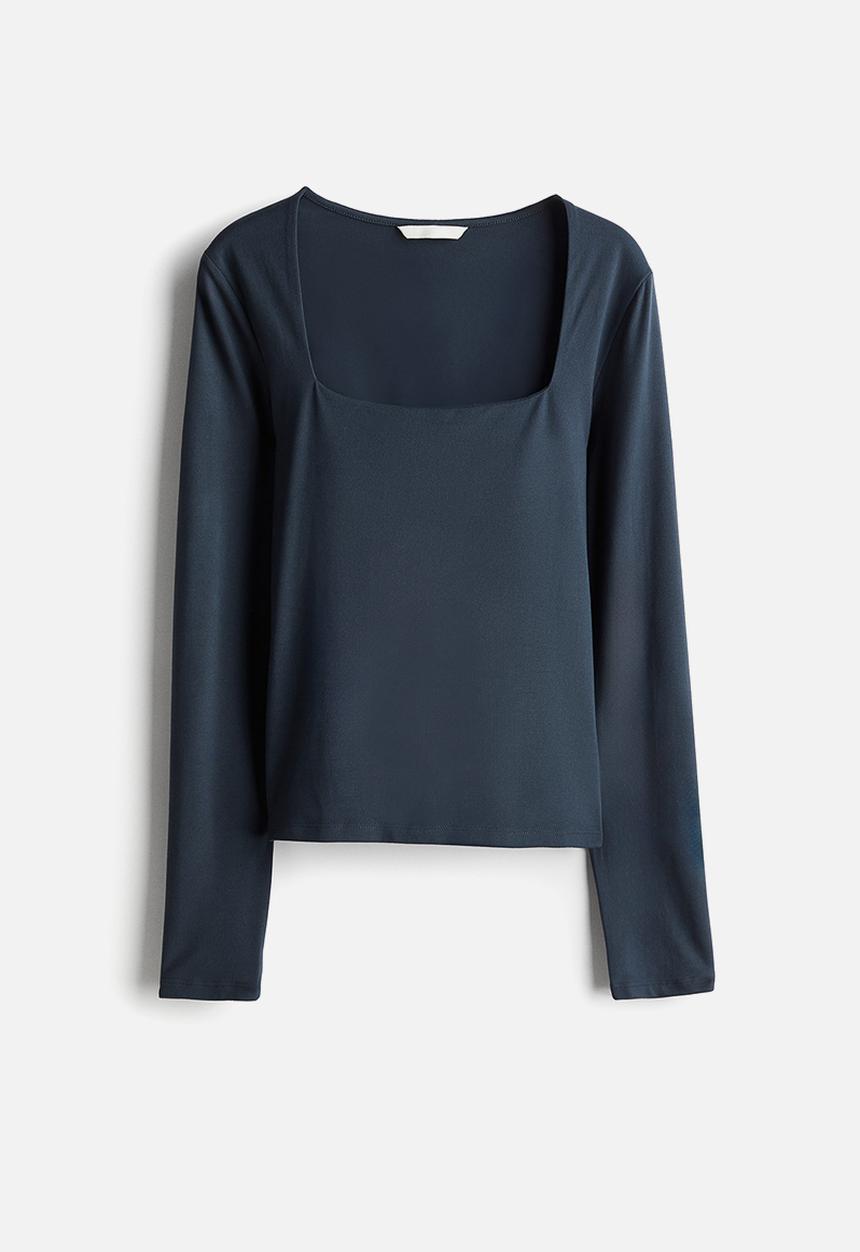 H&M - Long-sleeved jersey top - dark turquoise 