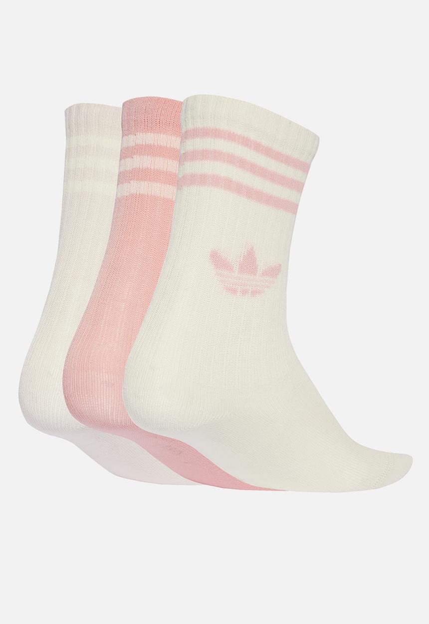 adidas Originals - Crew Sock 3 Pack - Cream & Pink