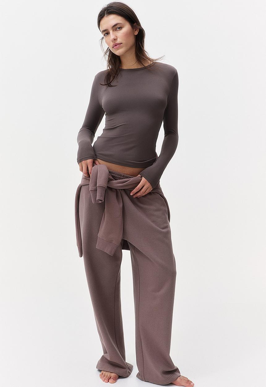 H&M - Long-sleeved microfibre top - beige