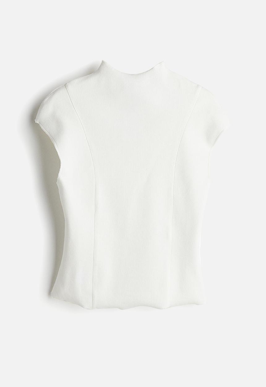 H&M - Ribbed turtleneck top - white