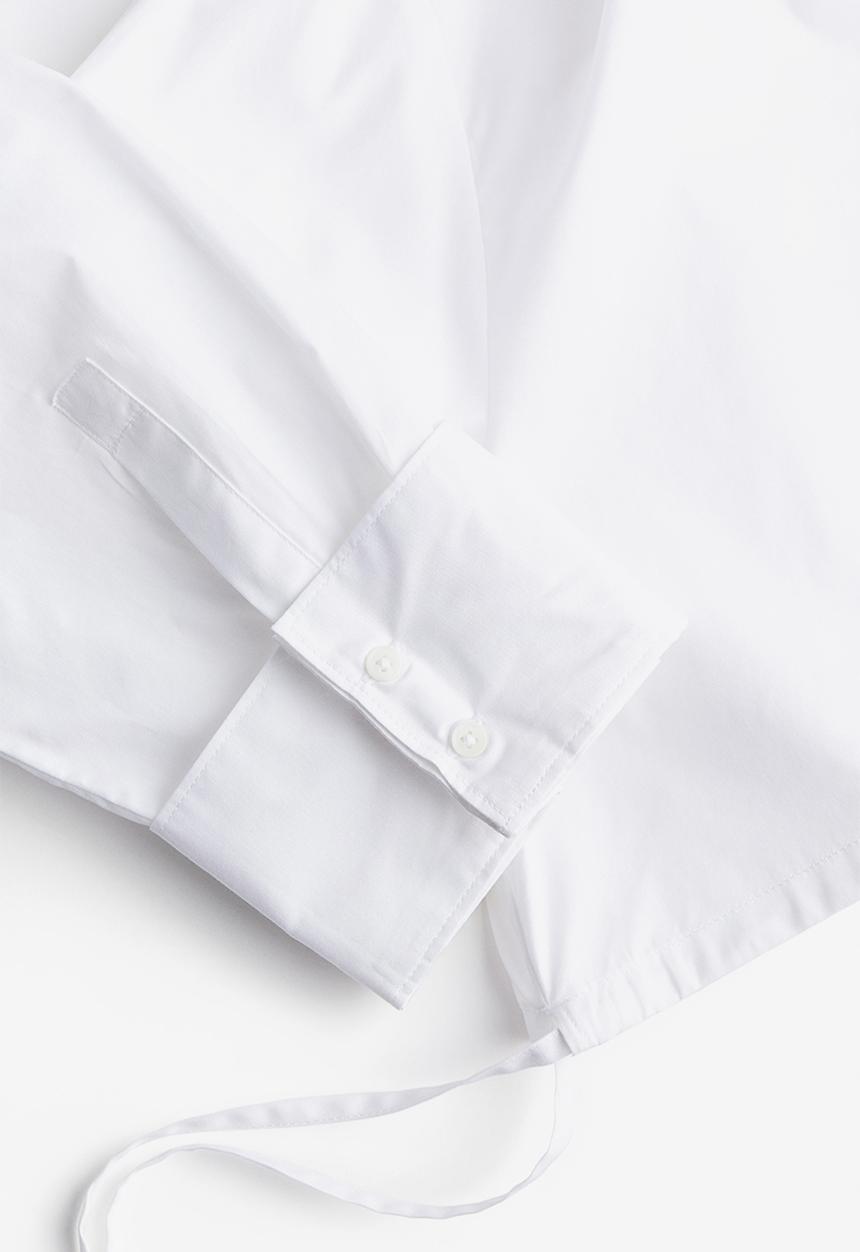 H&M - Cropped drawstring-detail shirt - white