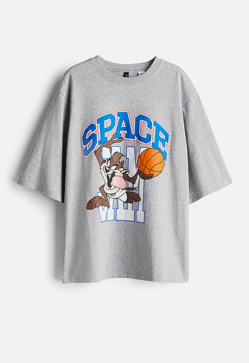 H&M - Oversized printed T-shirt - grey marl space jam