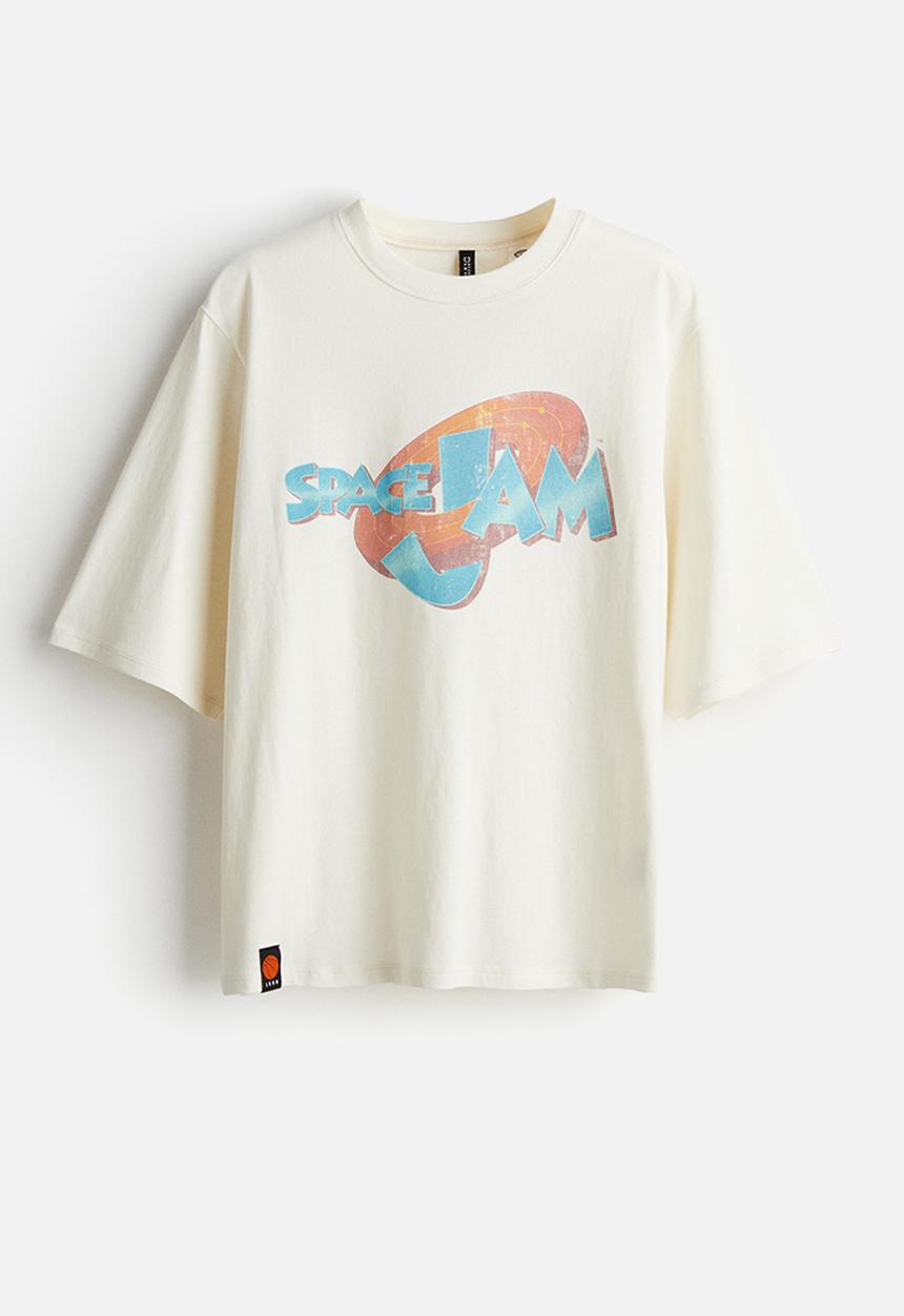 H&M - Oversized printed T-shirt - cream space jam
