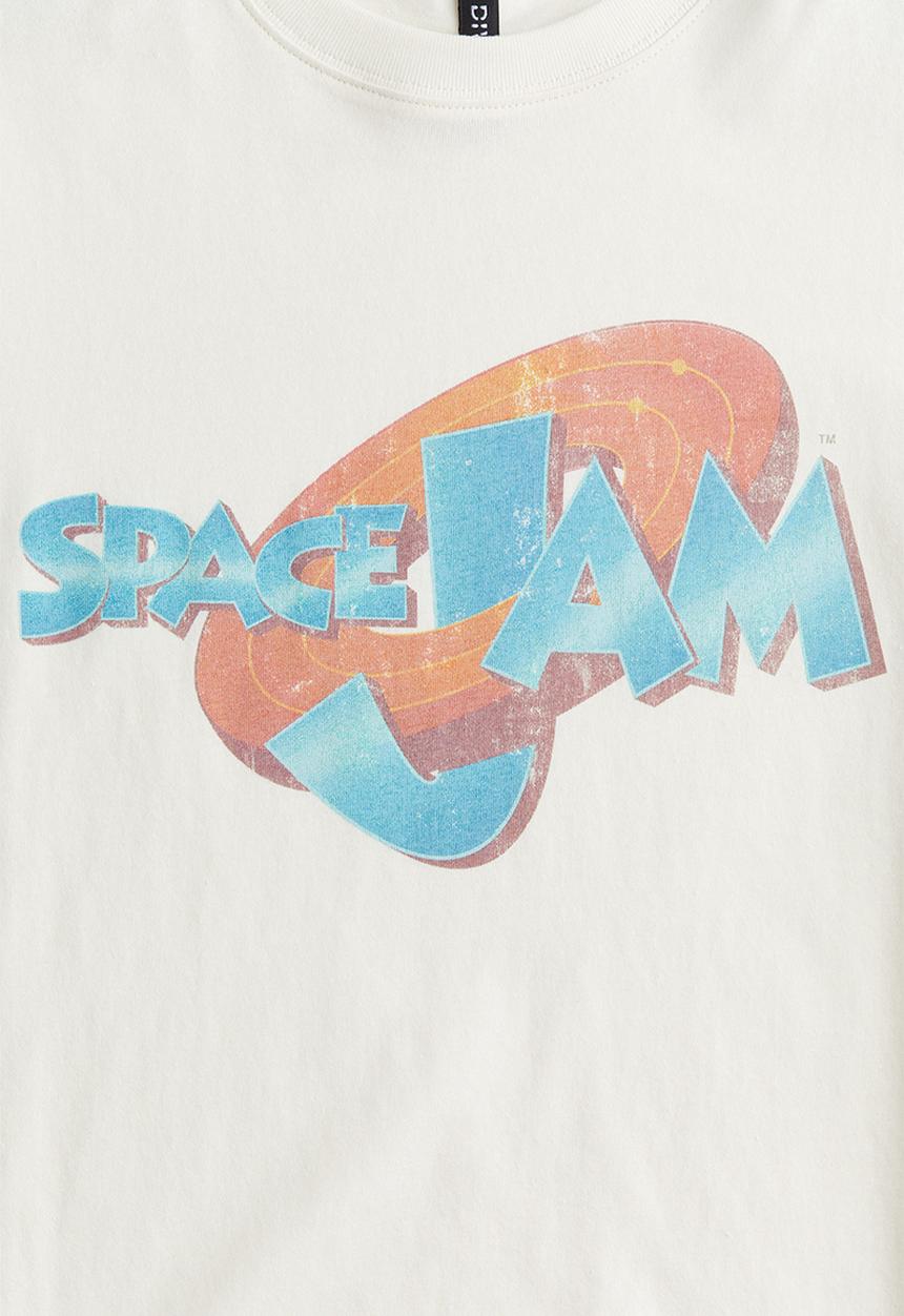 H&M - Oversized printed T-shirt - cream space jam