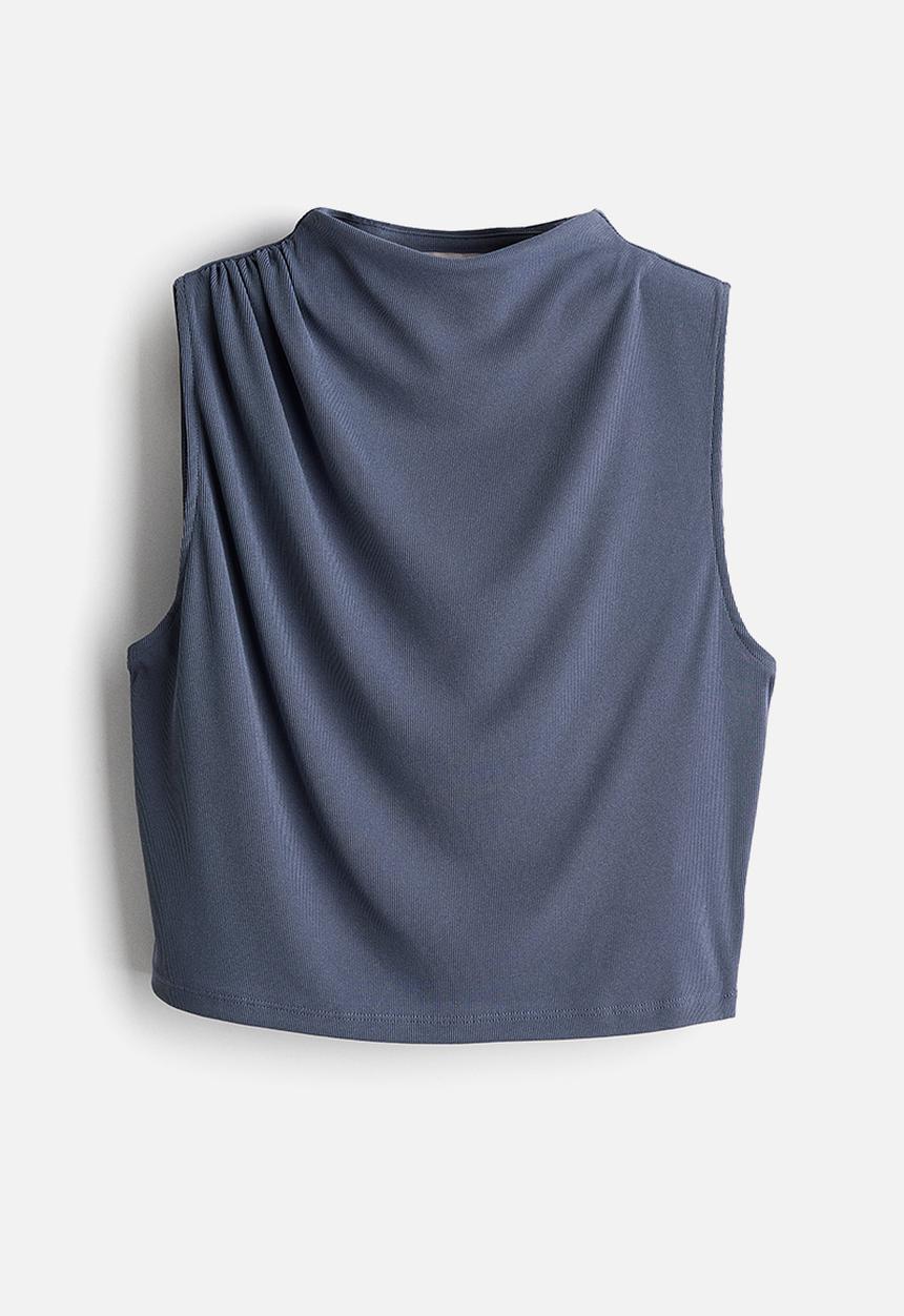 H&M - Ribbed turtleneck top - pigeon blue