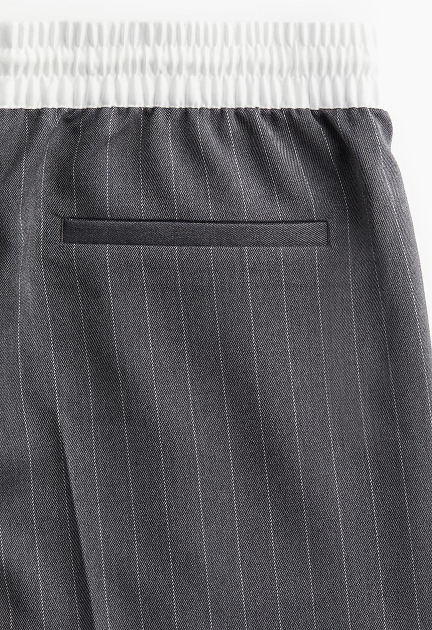 H&M - Wide pull-on trousers - dark grey pinstriped