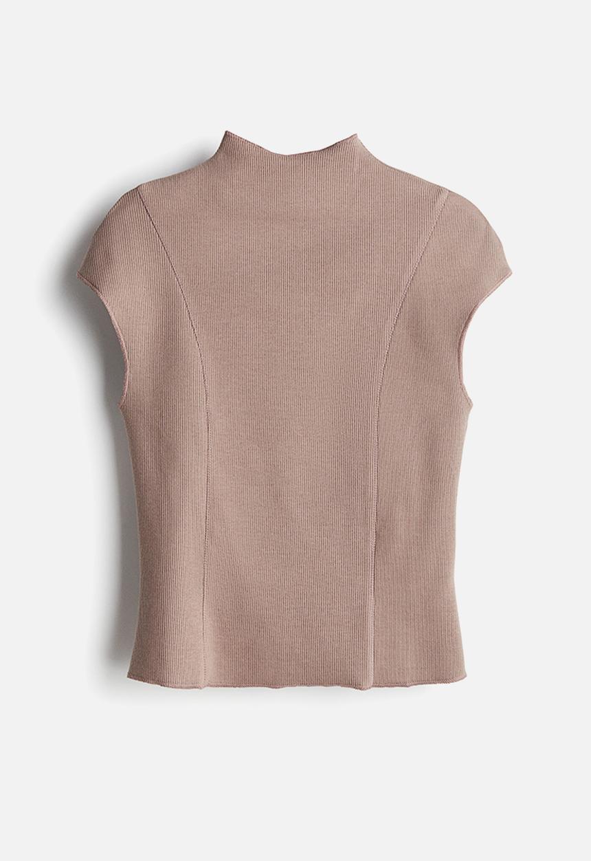 H&M - Ribbed turtleneck top - greige