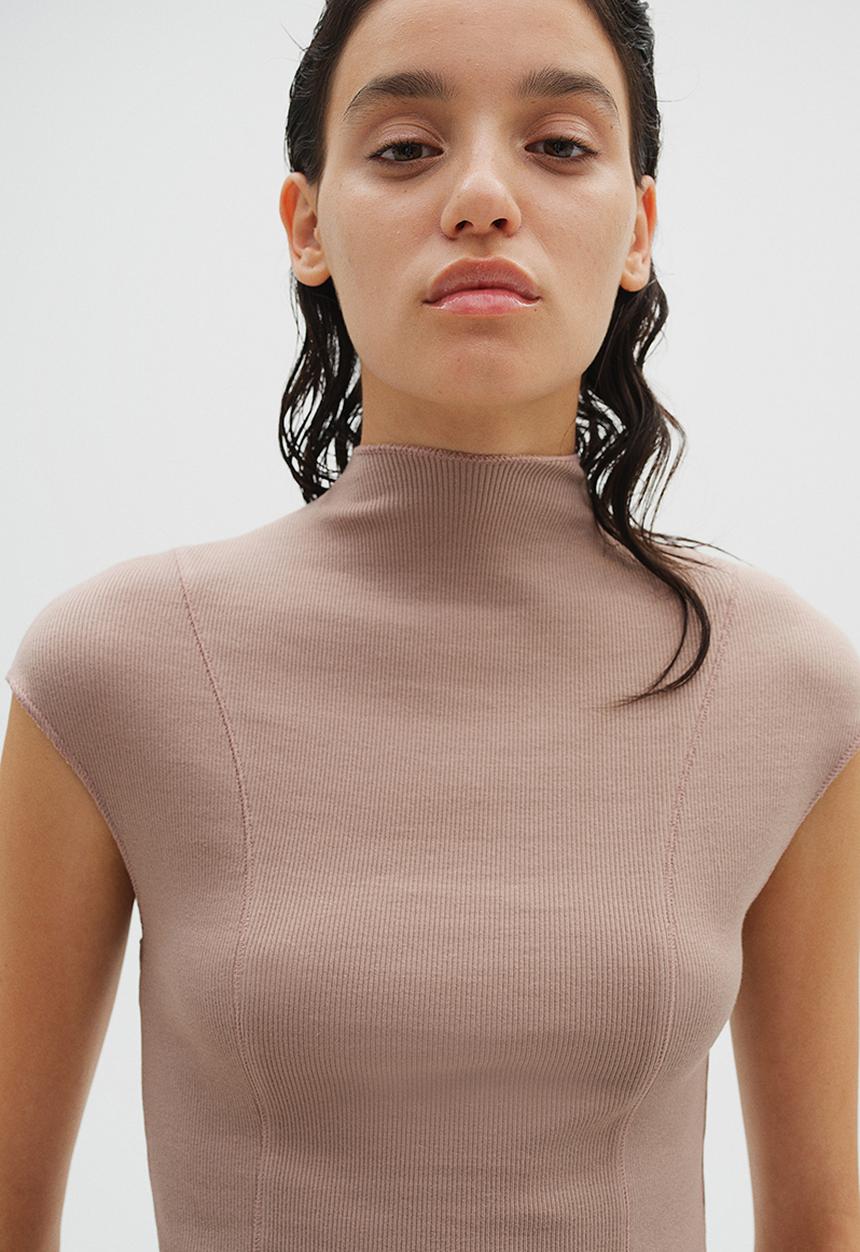 H&M - Ribbed turtleneck top - greige