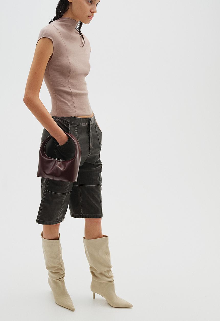 H&M - Ribbed turtleneck top - greige