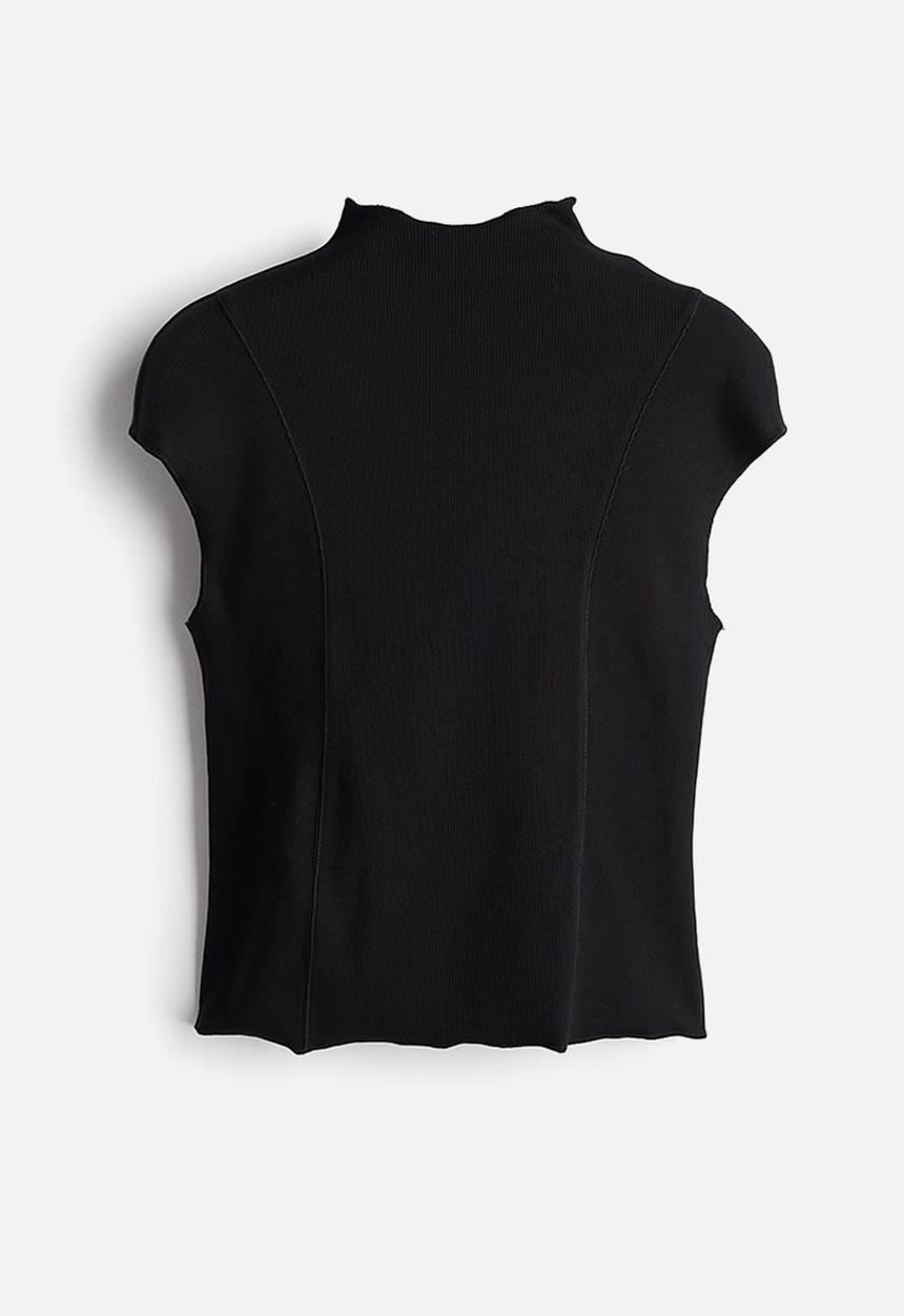 H&M - Ribbed turtleneck top - black
