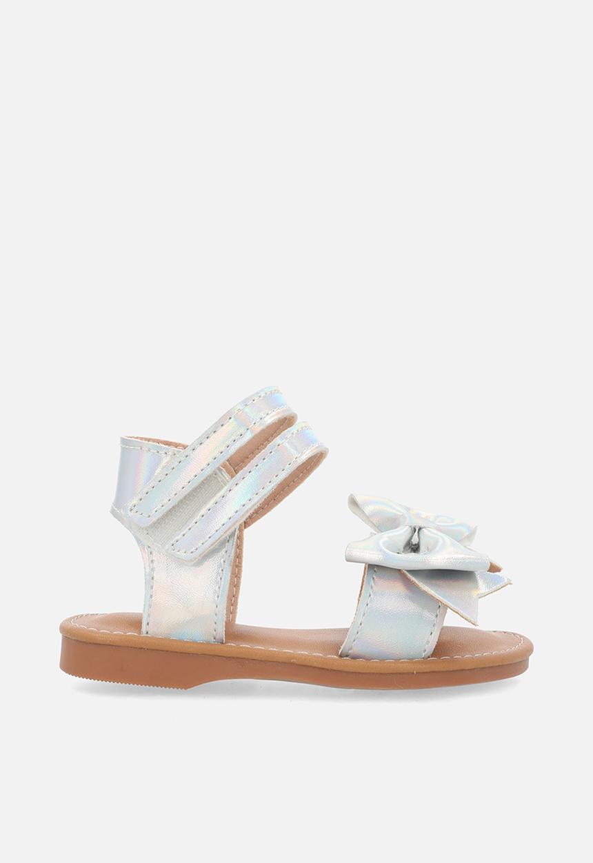 Pop Candy - Bow decor criss cross sandals - silver