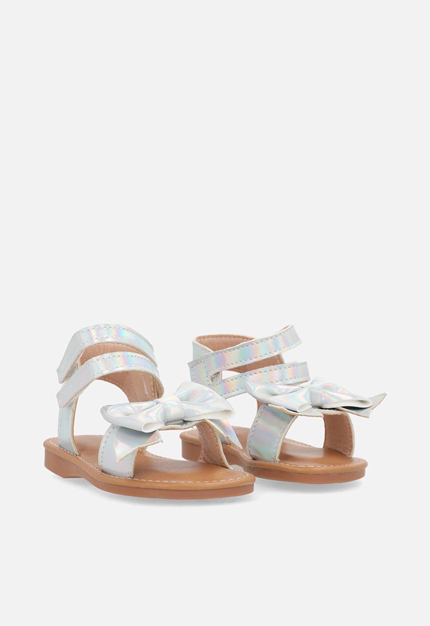 Pop Candy - Bow decor criss cross sandals - silver