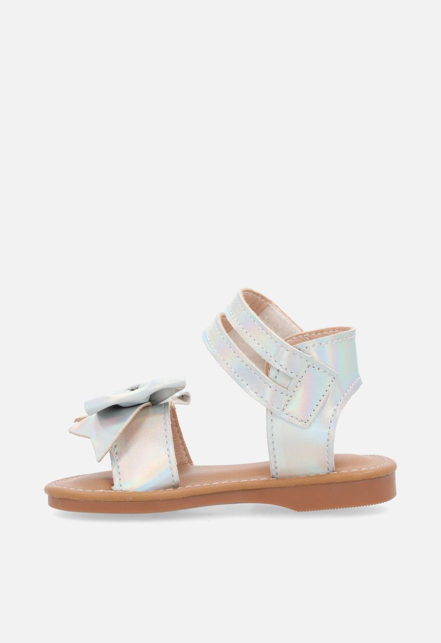 Pop Candy - Bow decor criss cross sandals - silver