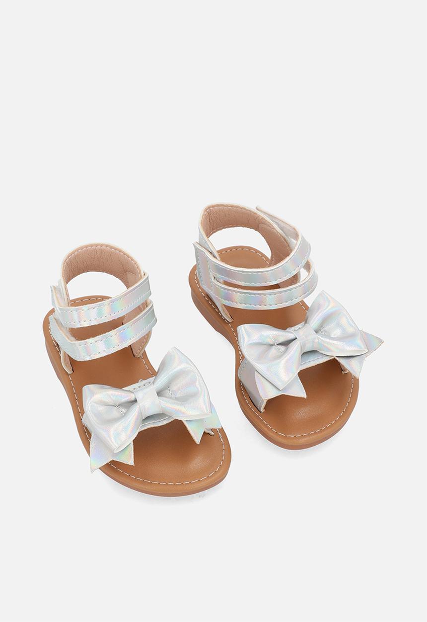 Pop Candy - Bow decor criss cross sandals - silver