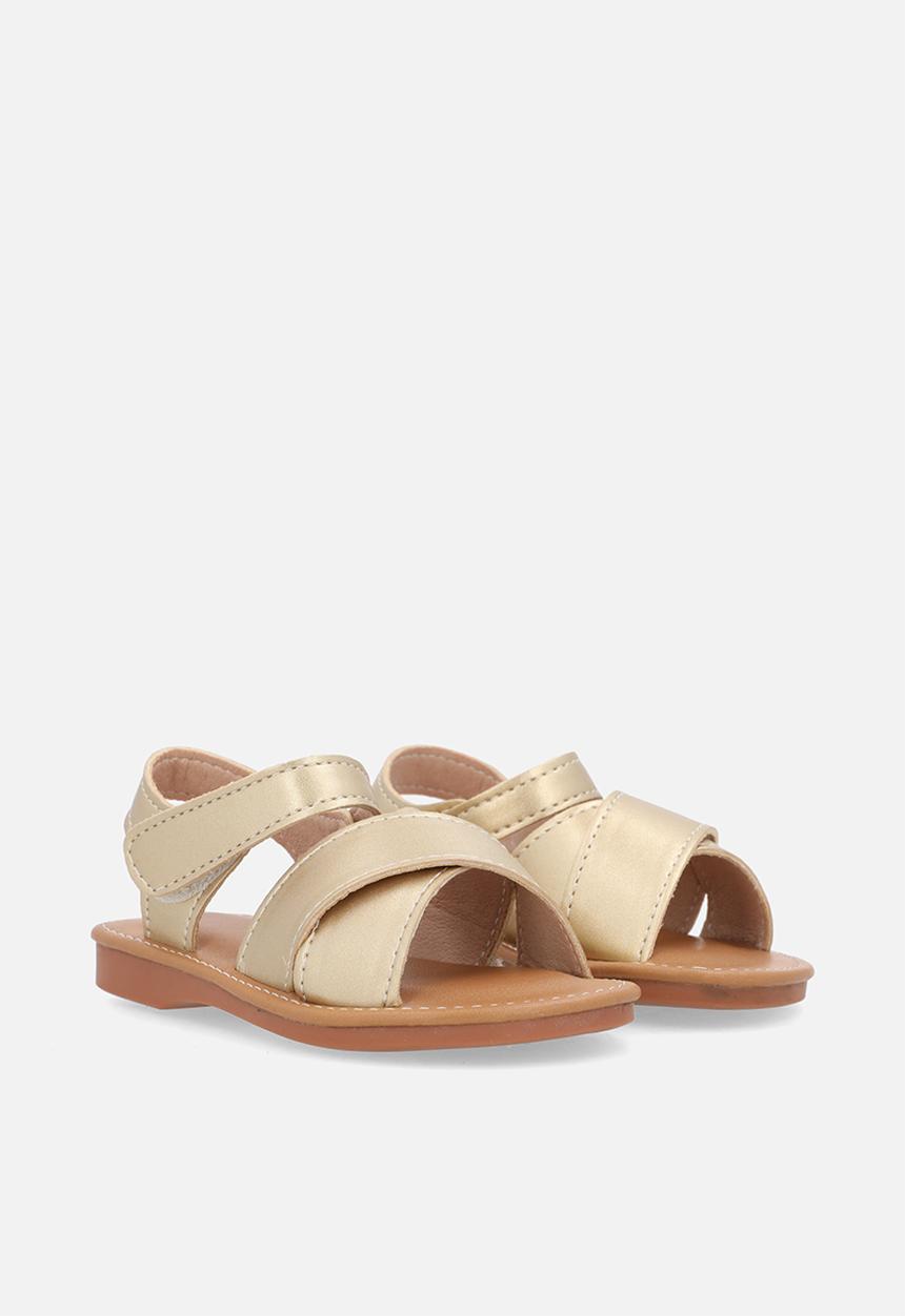 Pop Candy - Wide criss-cross detailed sandals - gold