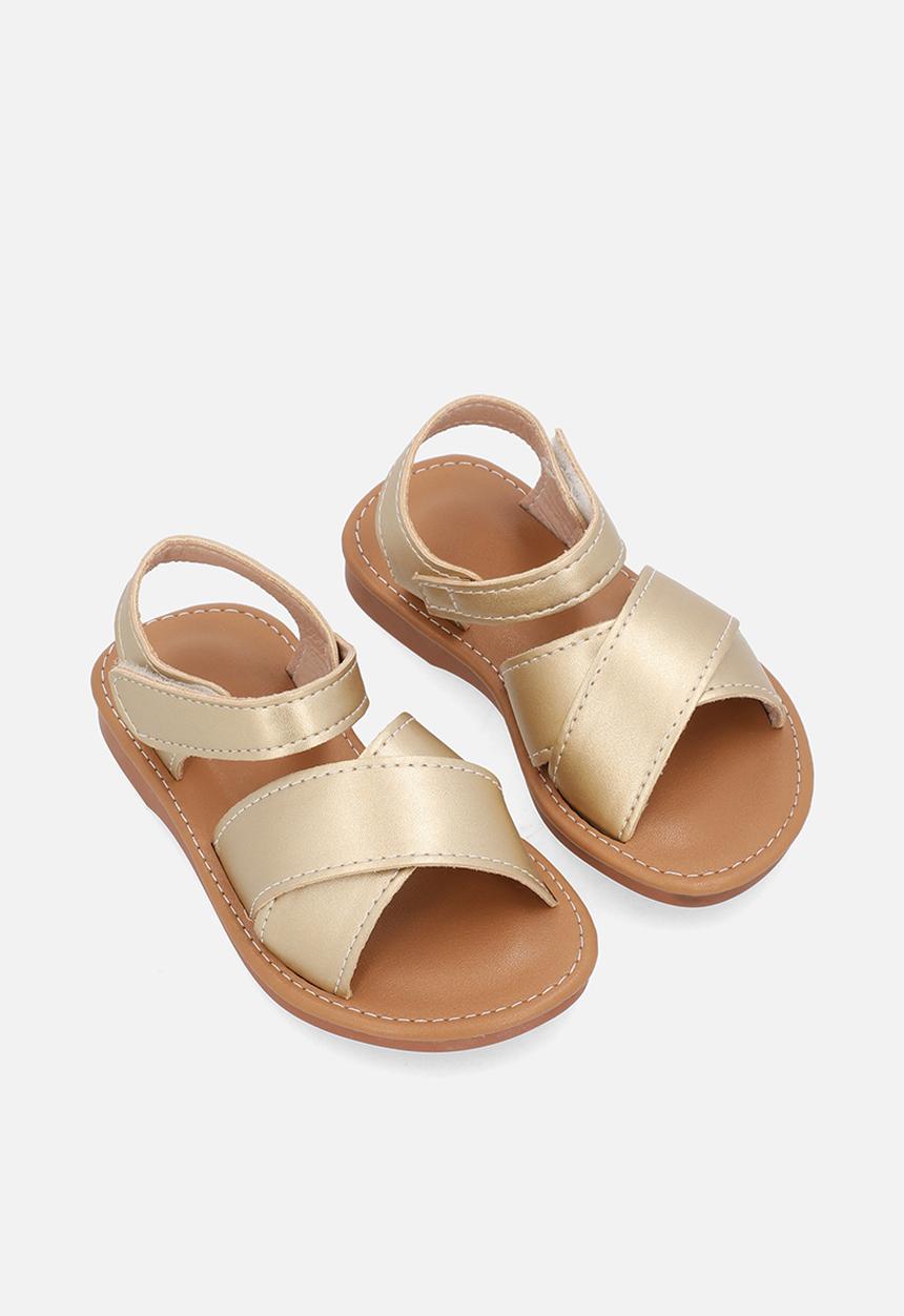 Pop Candy - Wide criss-cross detailed sandals - gold