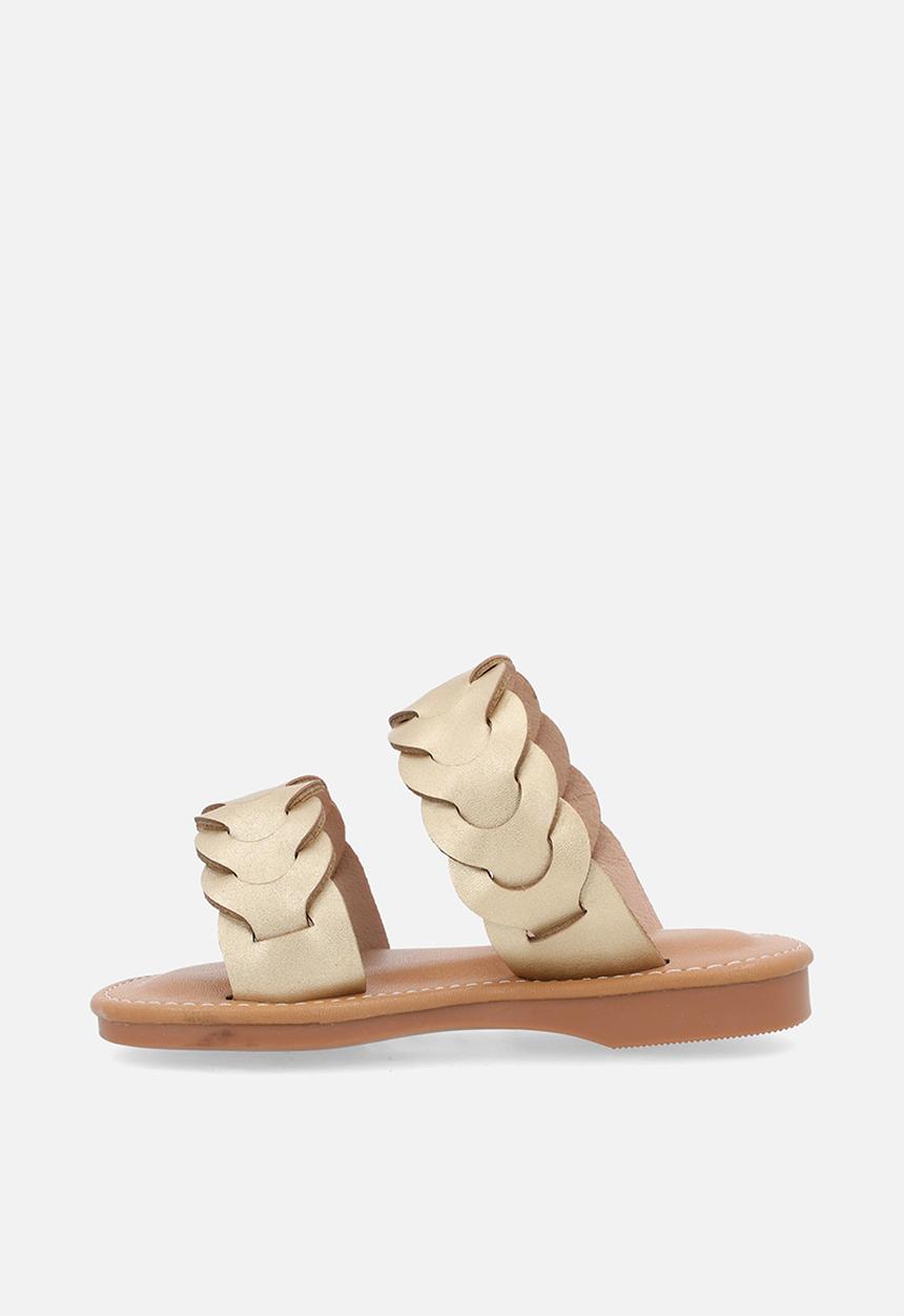 Pop Candy - Flat braided double strap sandals - gold