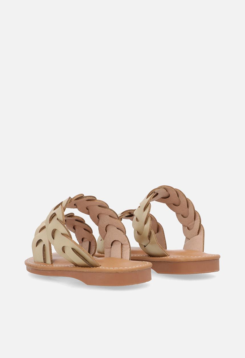 Pop Candy - Flat braided double strap sandals - gold