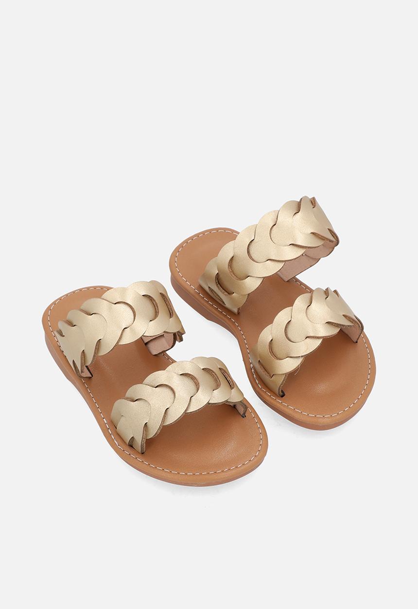 Pop Candy - Flat braided double strap sandals - gold