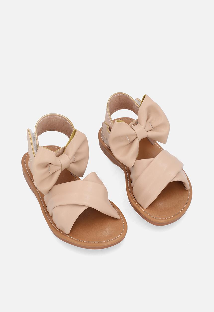 Pop Candy - Bow decor criss cross sandals - beige