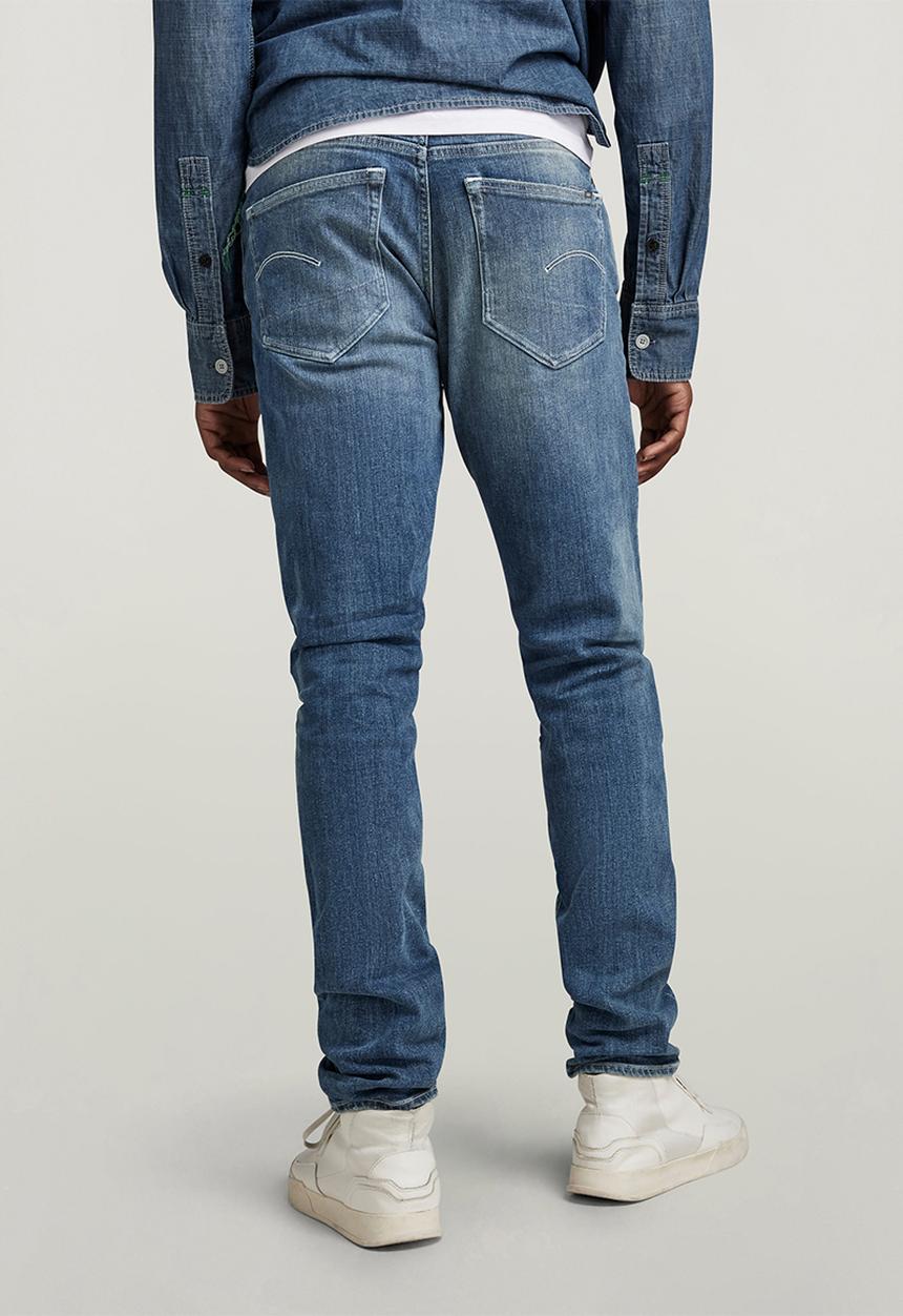 G-STAR - 3301 Slim Aizome stretch denim r o vintage ripped - sea breeze