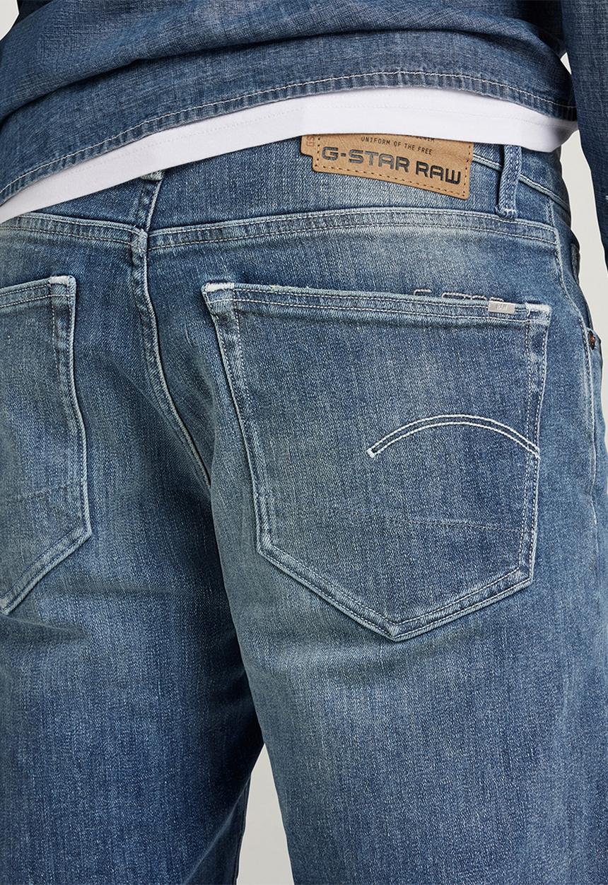 G-STAR - 3301 Slim Aizome stretch denim r o vintage ripped - sea breeze