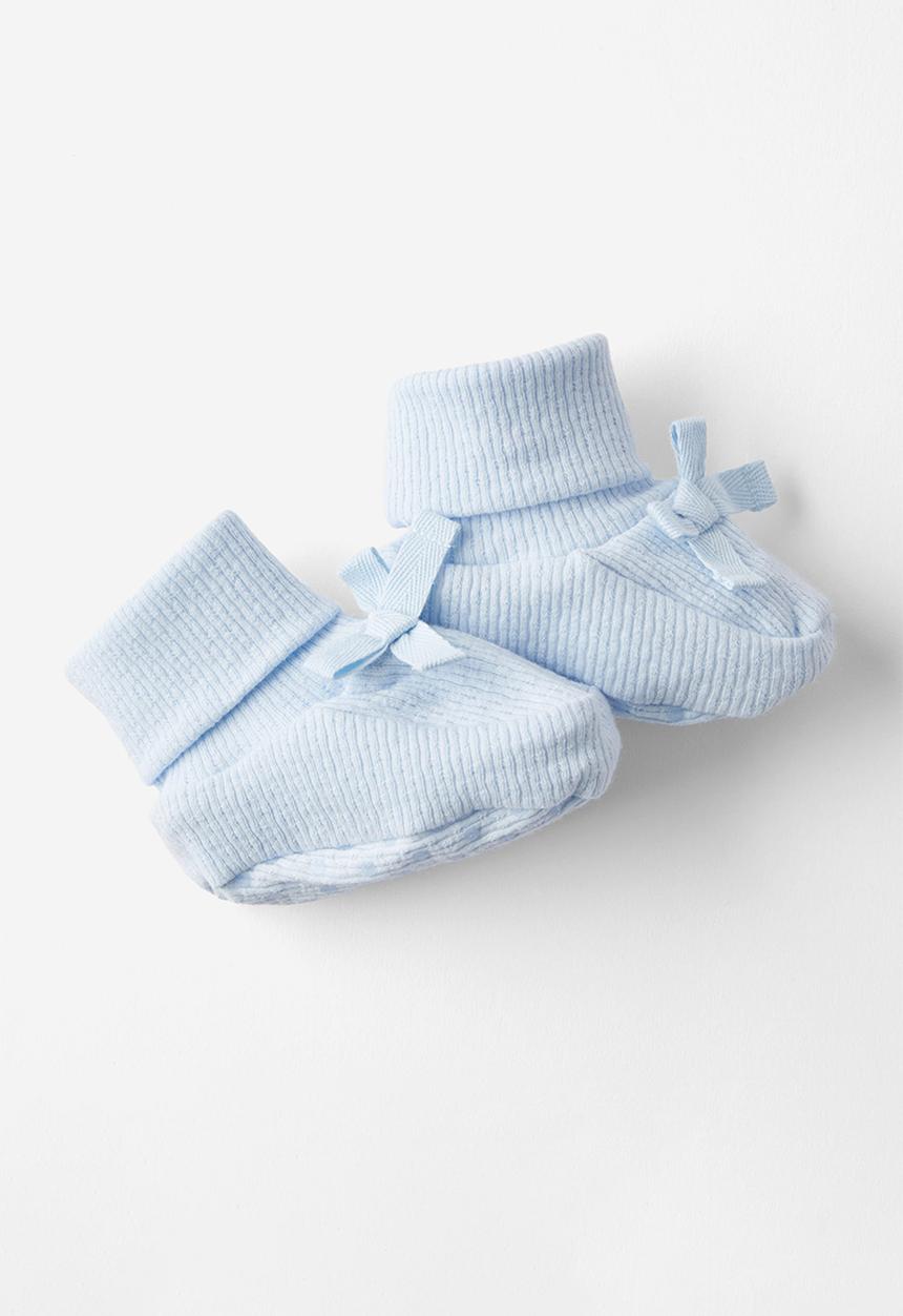 Cotton On - Organic pointelle booties - white water blue