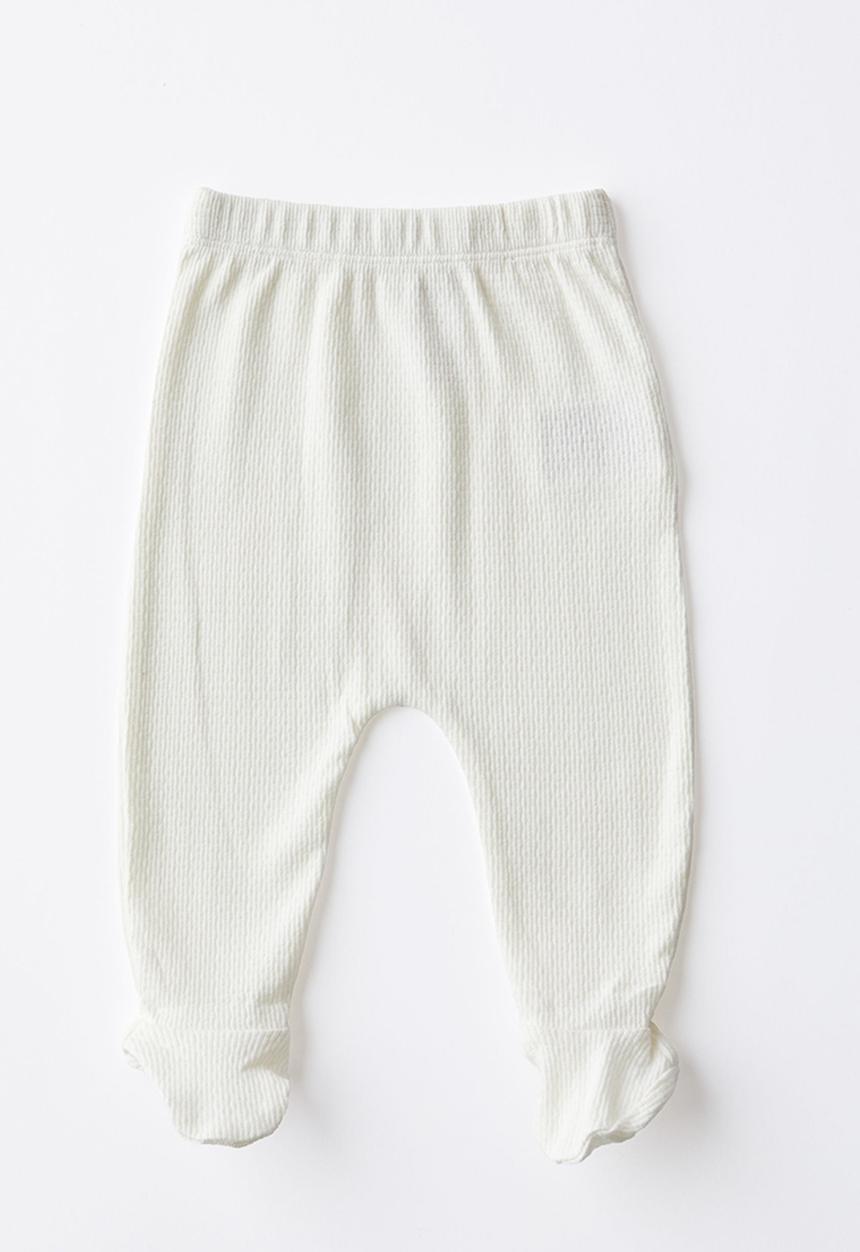 Cotton On - 2pk organic pointelle footed legging - oatmilk marle/milk stripe & milk