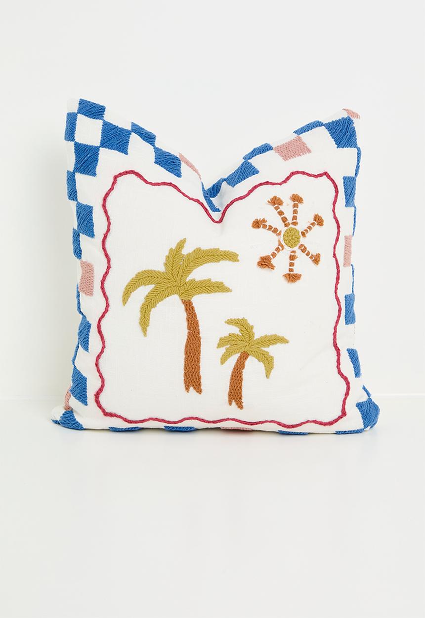Sixth Floor - Palm embroidered cushion cover - Multi
