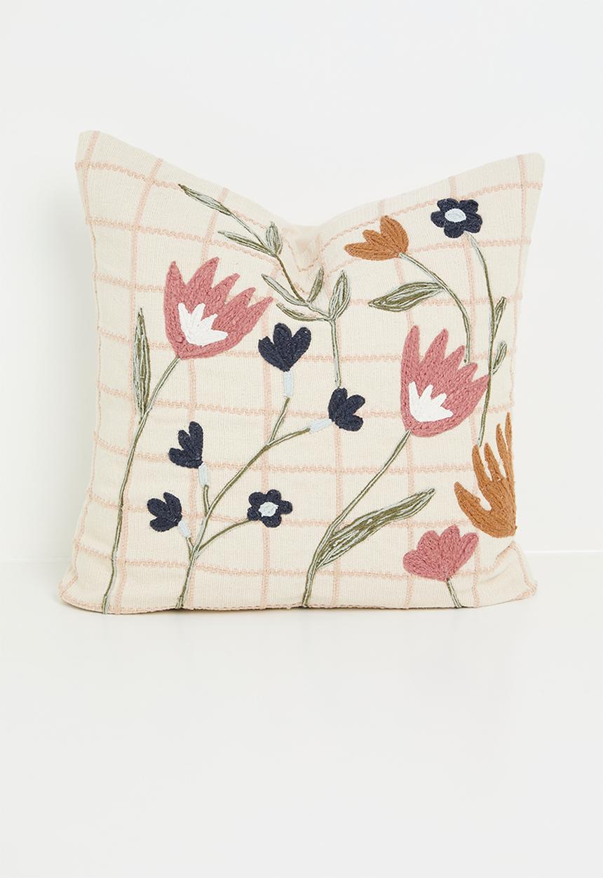 Sixth Floor - Bloom embroidered cushion cover - Multi