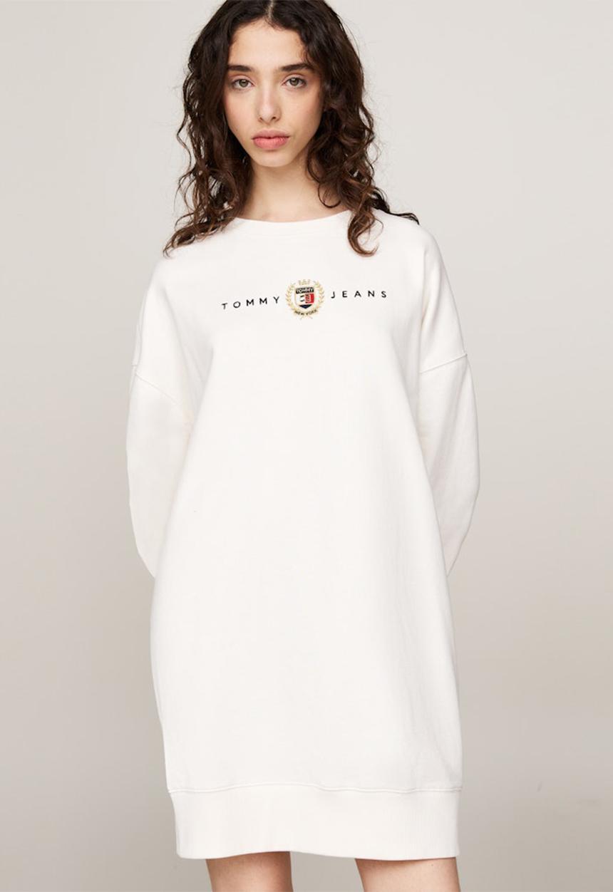 Tommy Hilfiger - Tjw Crest Linear Crew Dress Ext - Ancient White