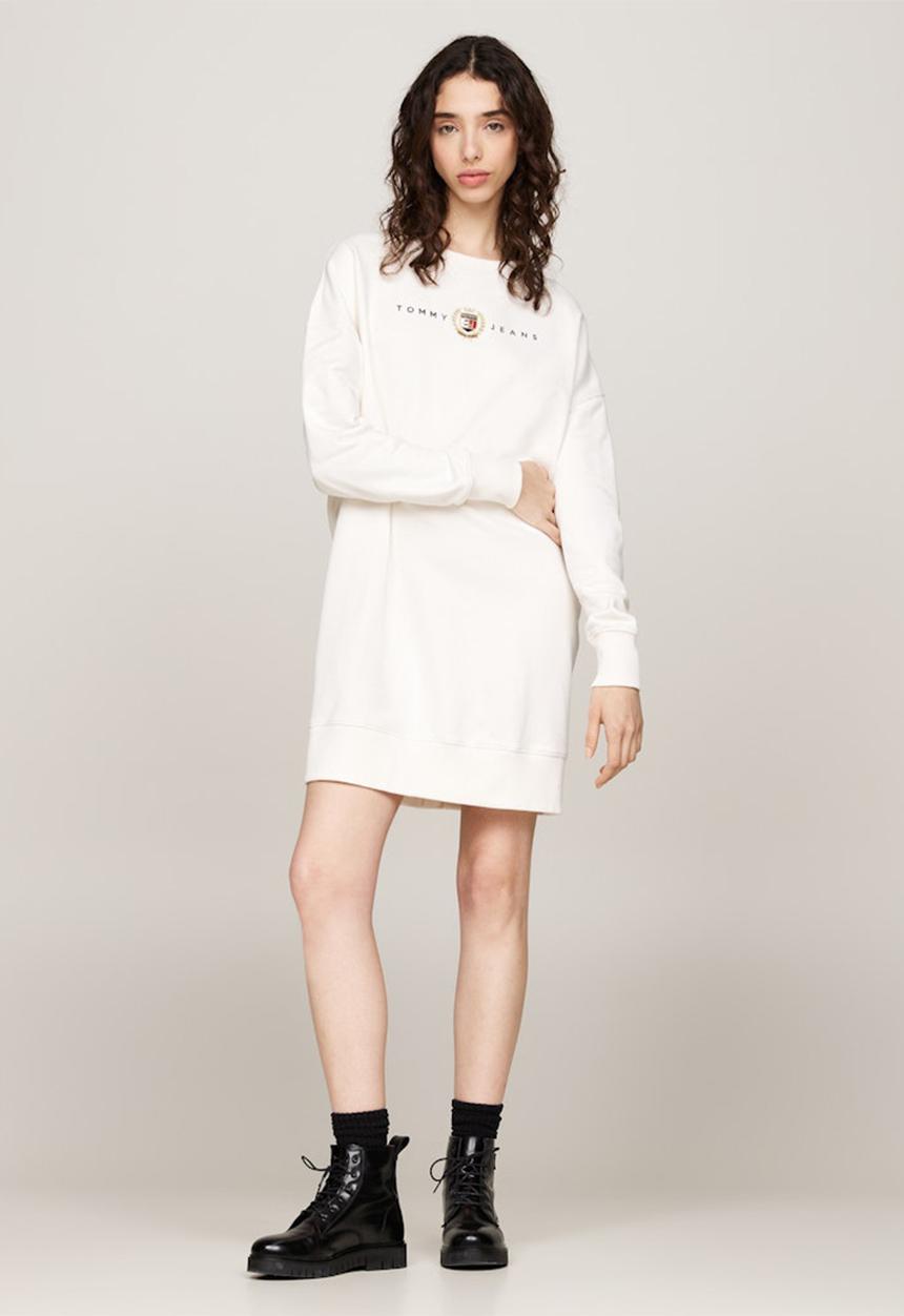 Tommy Hilfiger - Tjw Crest Linear Crew Dress Ext - Ancient White