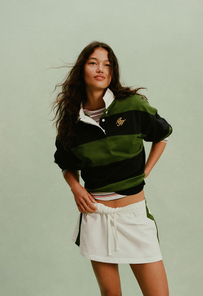 Cotton On - Oversized Long Sleeve Polo - Lakeside Racquet Society / Stripe