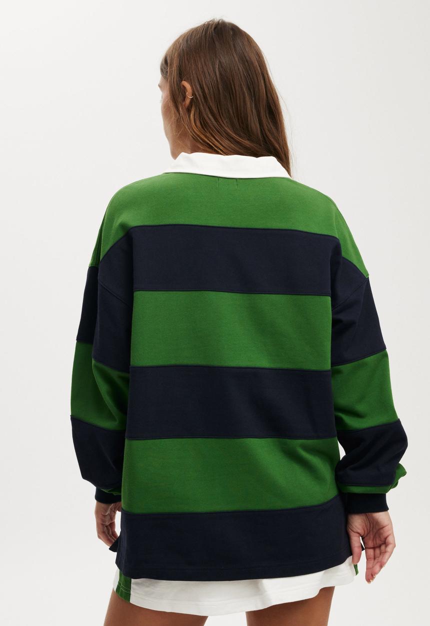 Cotton On - Oversized Long Sleeve Polo - Lakeside Racquet Society / Stripe