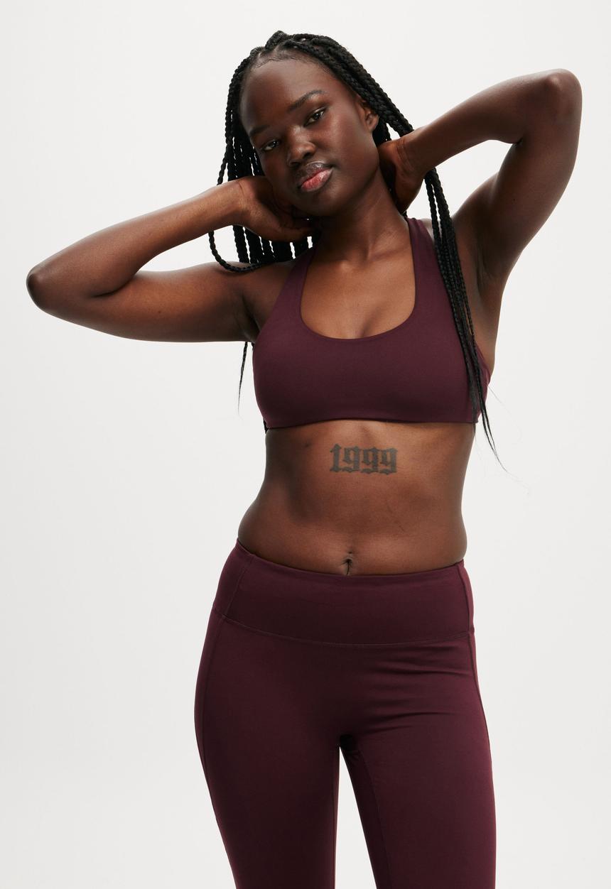 Cotton On - Ultra Soft Curved Hem Crop - Deep Red
