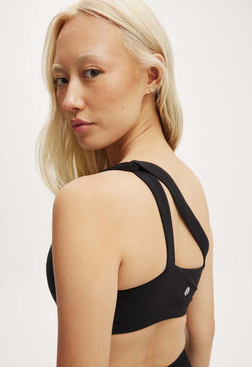 Cotton On - Reform Rib One Shoulder Crop - Black