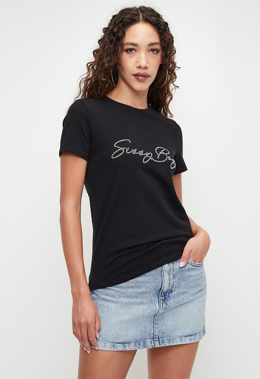 SISSY BOY - AMALFI: Regular Fit Bling Logo Top - Black