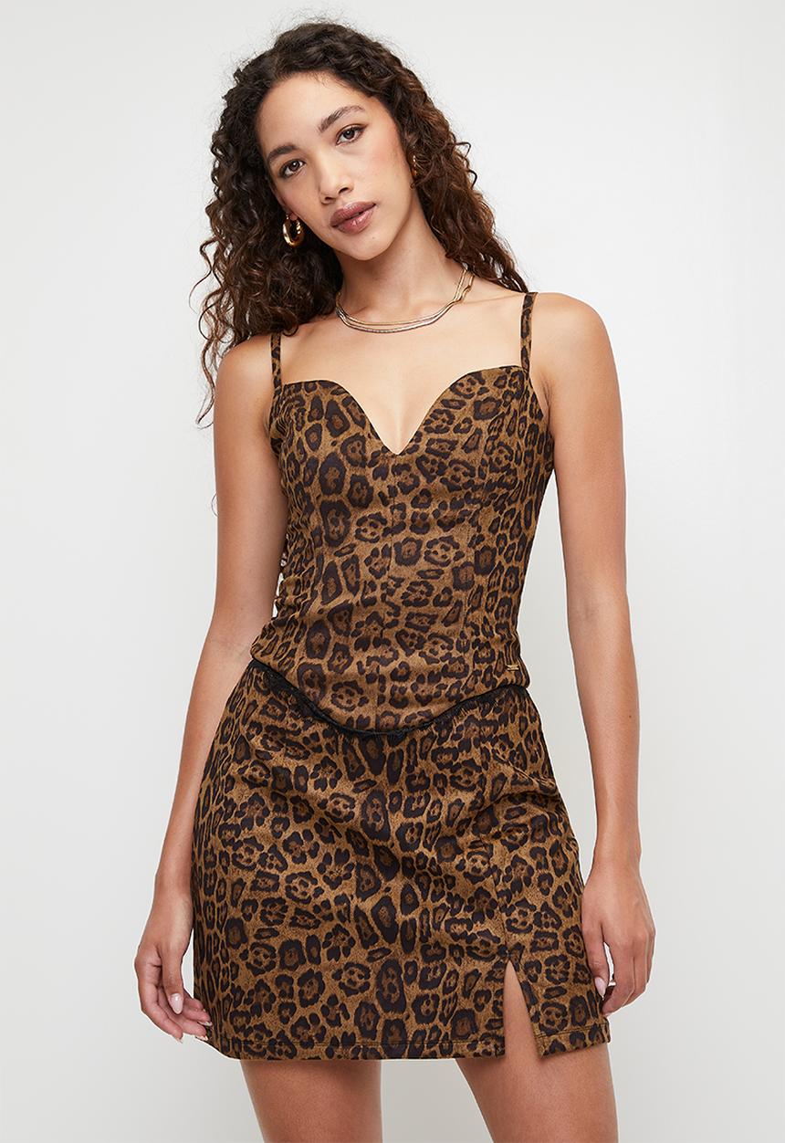 SISSY BOY - wild thoughts: mini skirt with slit - black / brown