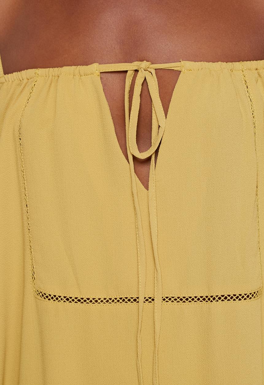 Glamorous - Mustard cold shoulder dress
