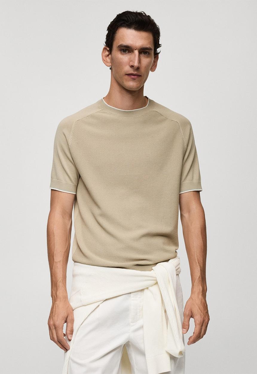 MANGO - T-shirt puroh - light beige