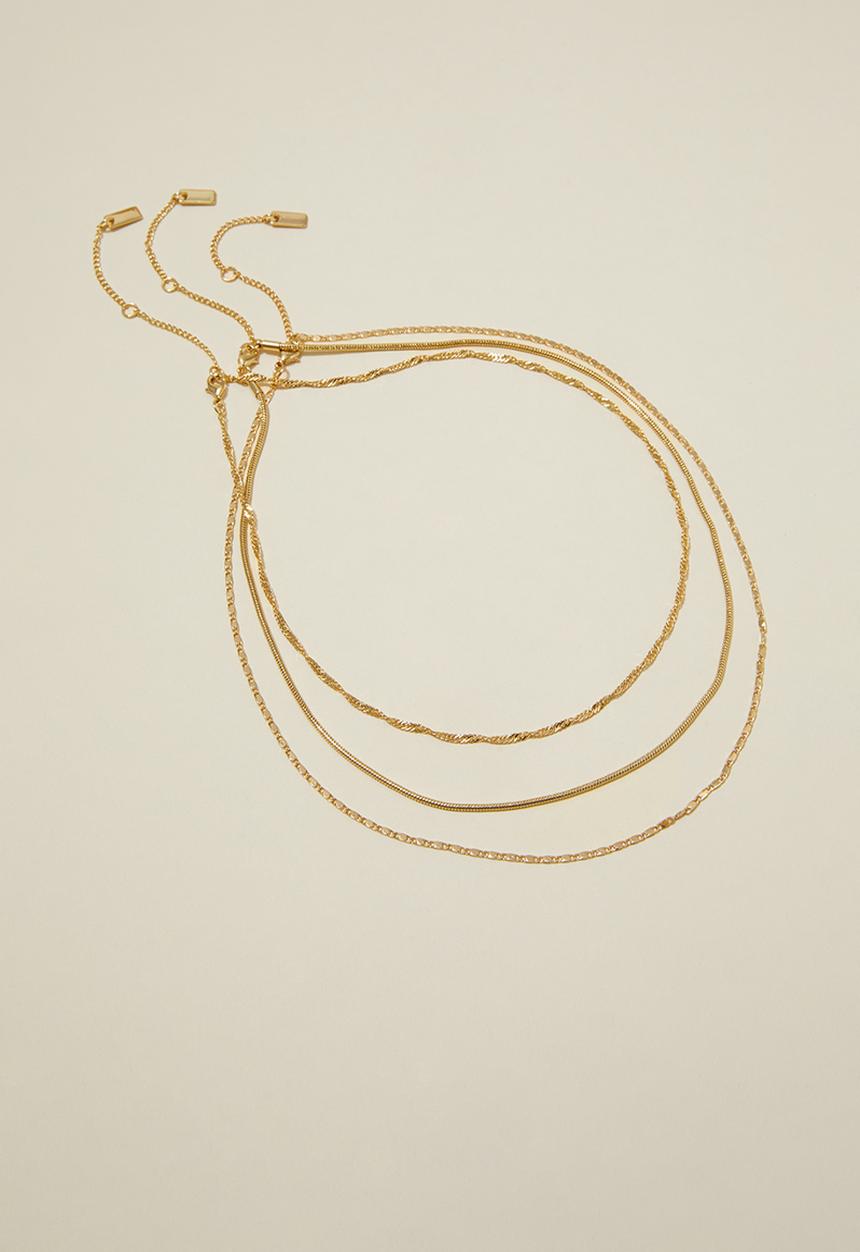 Rubi - 3 Pack fine chain necklace - gold