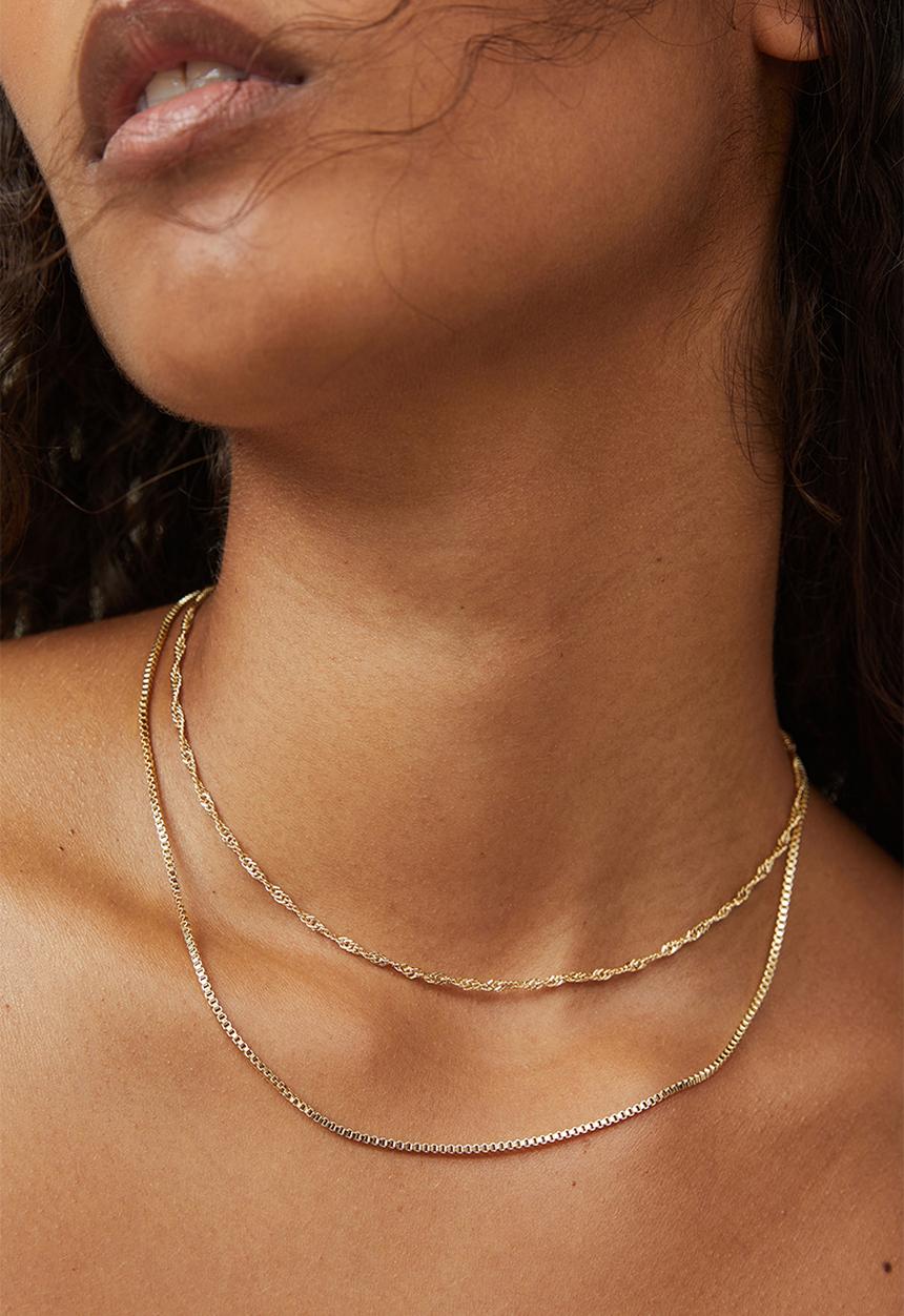 Rubi - 2 Pack fine chain necklace - gold