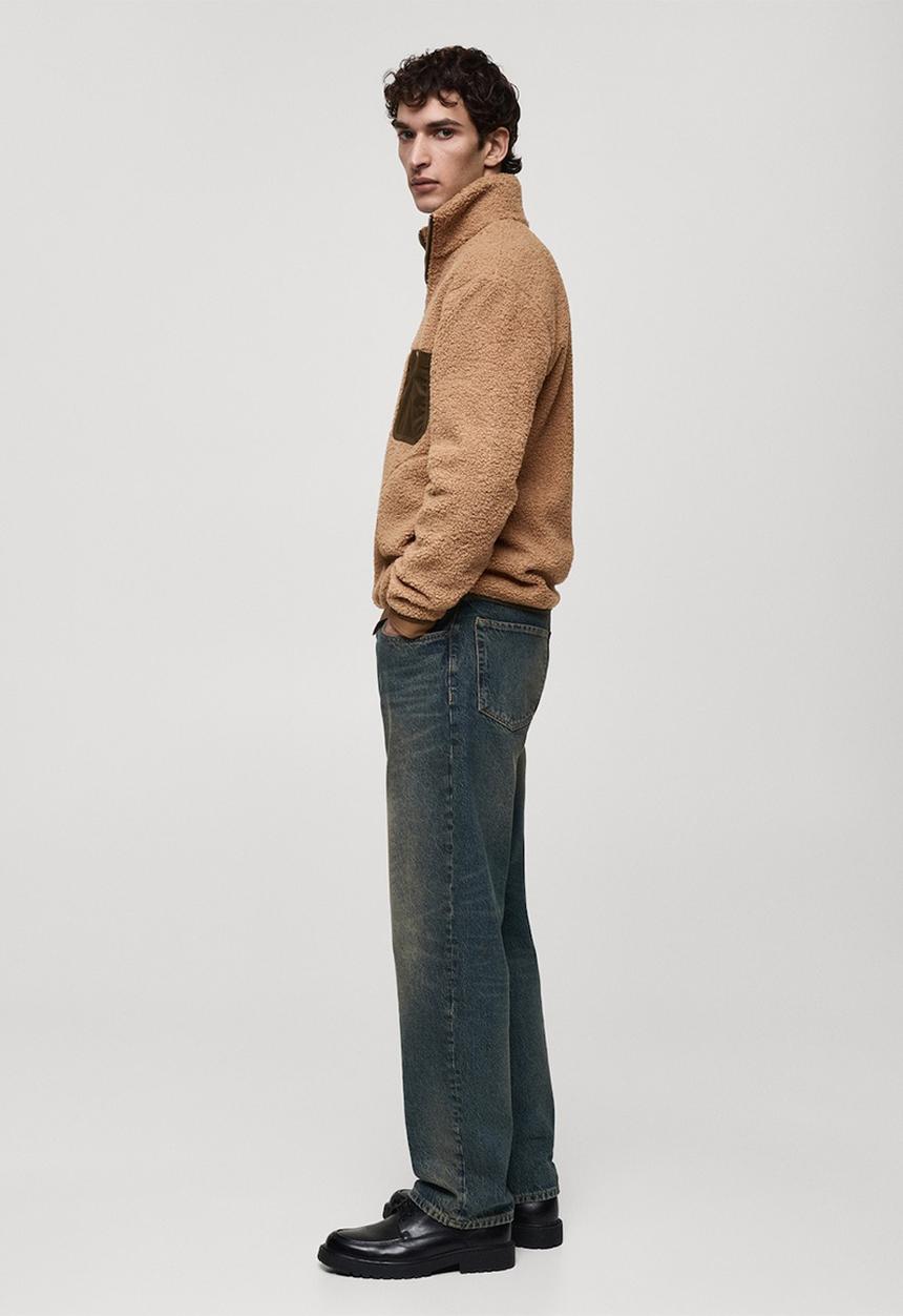 MANGO - NewYork Sherpa Sweatshirt with pocket - medium brown